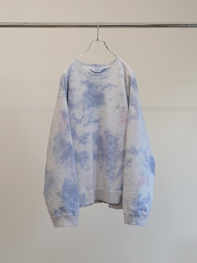 ANCELLM MARBLING SWEAT SHIRT NAVY