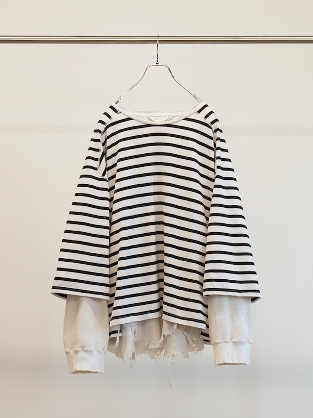 ANCELLM BORDER LAYEARED LS SHIRT WHITE/BLACK