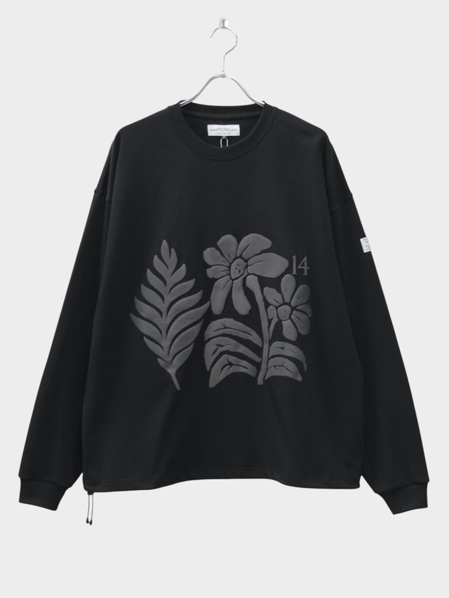 elephant TRIBAL fabrics FLOWER PRINT FAT LONG T-SH BLACK 2026SS