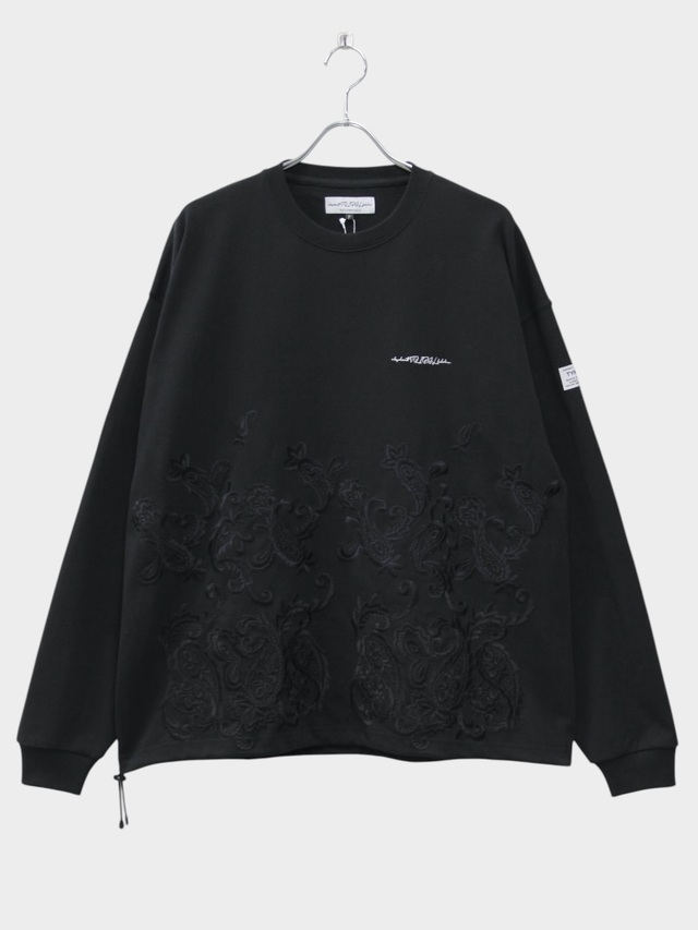 elephant TRIBAL fabrics EMBROIDERY FAT LONG T-SH BLACK 2026SS