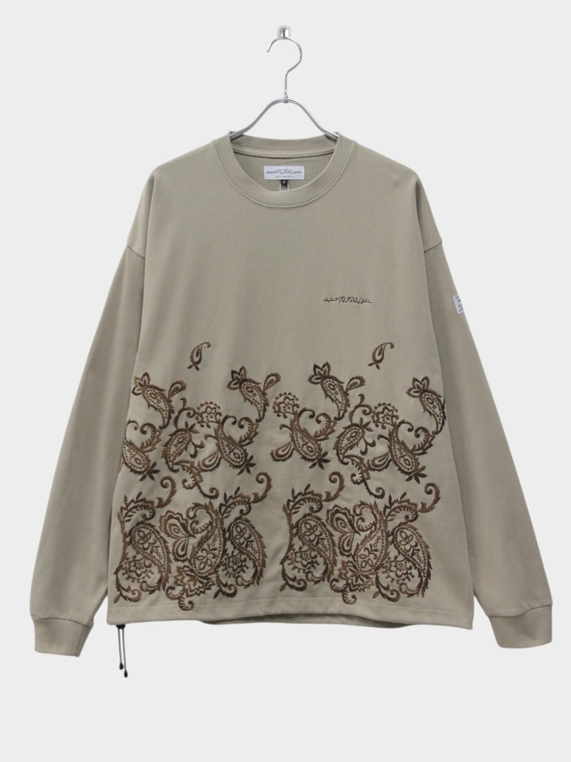 elephant TRIBAL fabrics EMBROIDERY FAT LONG T-SH BEIGE 2026SS