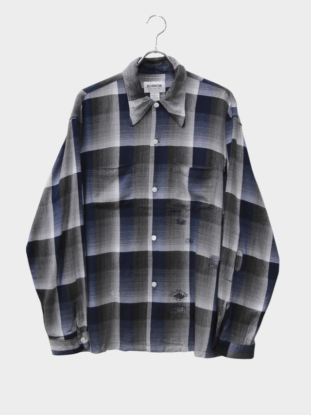 BOWWOW CHECK RAYON SHIRT BLUE/BLACK/GRAY 2026AW