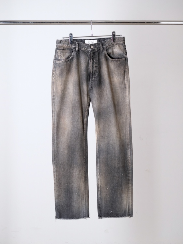 ANCELLM CUT-OFF LENGTH DENIM PANTS BLACK 2026AW