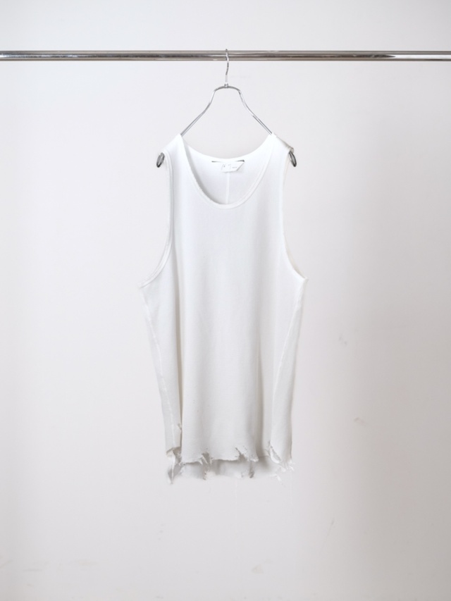 ANCELLM DAMAGE WAFFLE TANK WHITE 2026AW