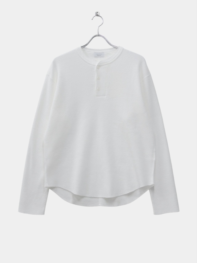 UNUSED LONG SLEEVE HENRY WAFFLE T-SHIRT WHITE 2026SS