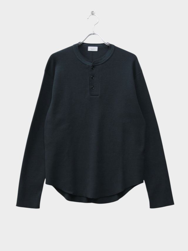 UNUSED LONG SLEEVE HENRY WAFFLE T-SHIRT BLACK 2026SS