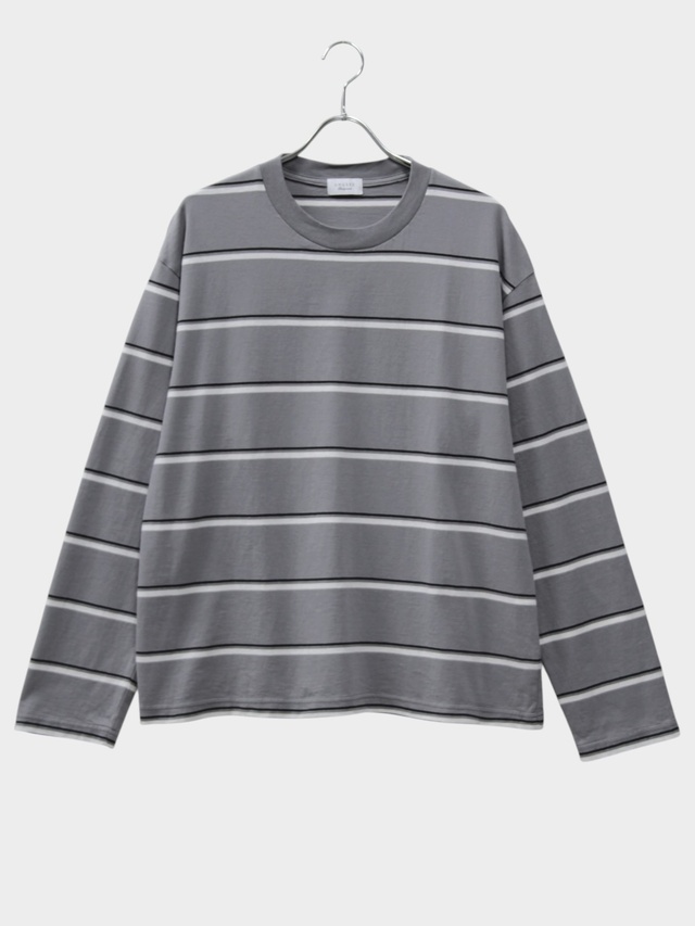 UNUSED LONG-SLEEVE BORDER T-SHIRT GRAY 2026AW