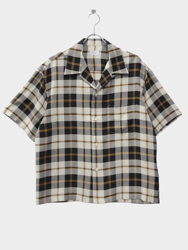 UNUSED SHORT SLEEVE RAYON CHECK SHIRT LIGHT BEIGE TARTAN 2026SS