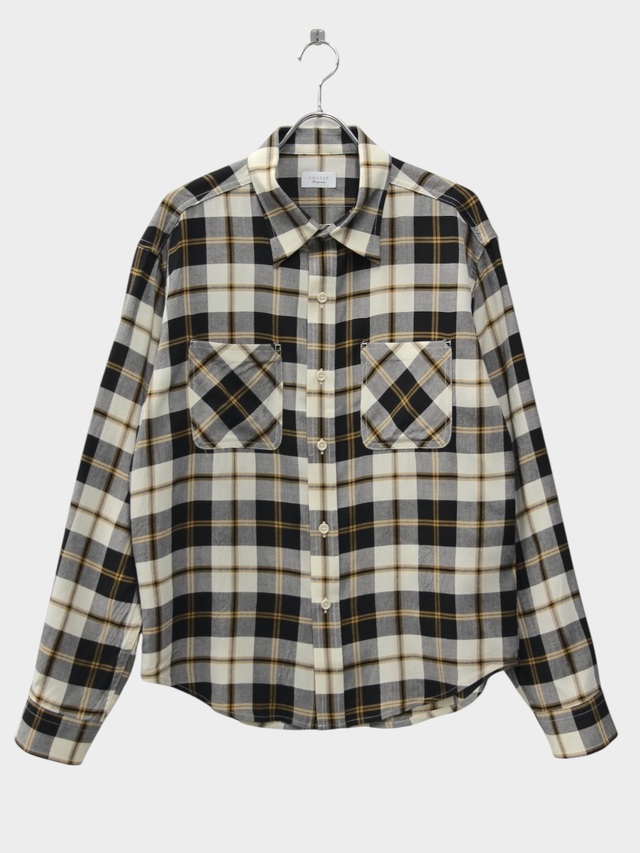 UNUSED LONG SLEEVE RAYON CHECK SHIRT LIGHT BEIGE TARTAN 2026SS