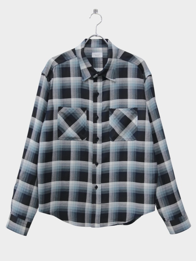 UNUSED LONG SLEEVE RAYON CHECK SHIRT NAVY OMBRE 2026SS