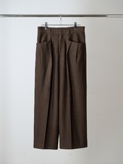 ANCELLM WOOL CUT WIDE TUCK SLACKS D.BROWN 2026AW