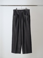 ANCELLM WOOL CUT WIDE TUCK SLACKS BLACK 2026AW