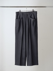 ANCELLM WOOL CUT WIDE TUCK SLACKS NAVY 2026AW