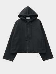 arenotis WESTERN CUT DOUBLE KNIT SHORT HOODIE BLACK 2026SS