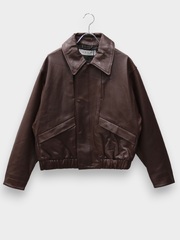 bal LEATHER FLIGHT BOMBER JACKET CHOCOLATE 2026AW
