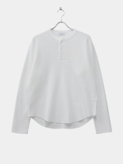 UNUSED LONG SLEEVE HENRY WAFFLE T-SHIRT WHITE 2026SS