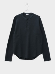 UNUSED LONG SLEEVE HENRY WAFFLE T-SHIRT BLACK 2026SS