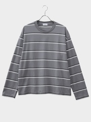 UNUSED LONG-SLEEVE BORDER T-SHIRT GRAY 2026AW