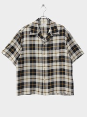 UNUSED SHORT SLEEVE RAYON CHECK SHIRT LIGHT BEIGE TARTAN 2026SS