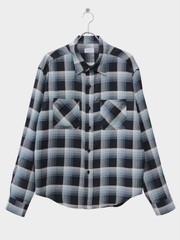 UNUSED LONG SLEEVE RAYON CHECK SHIRT NAVY OMBRE 2026SS