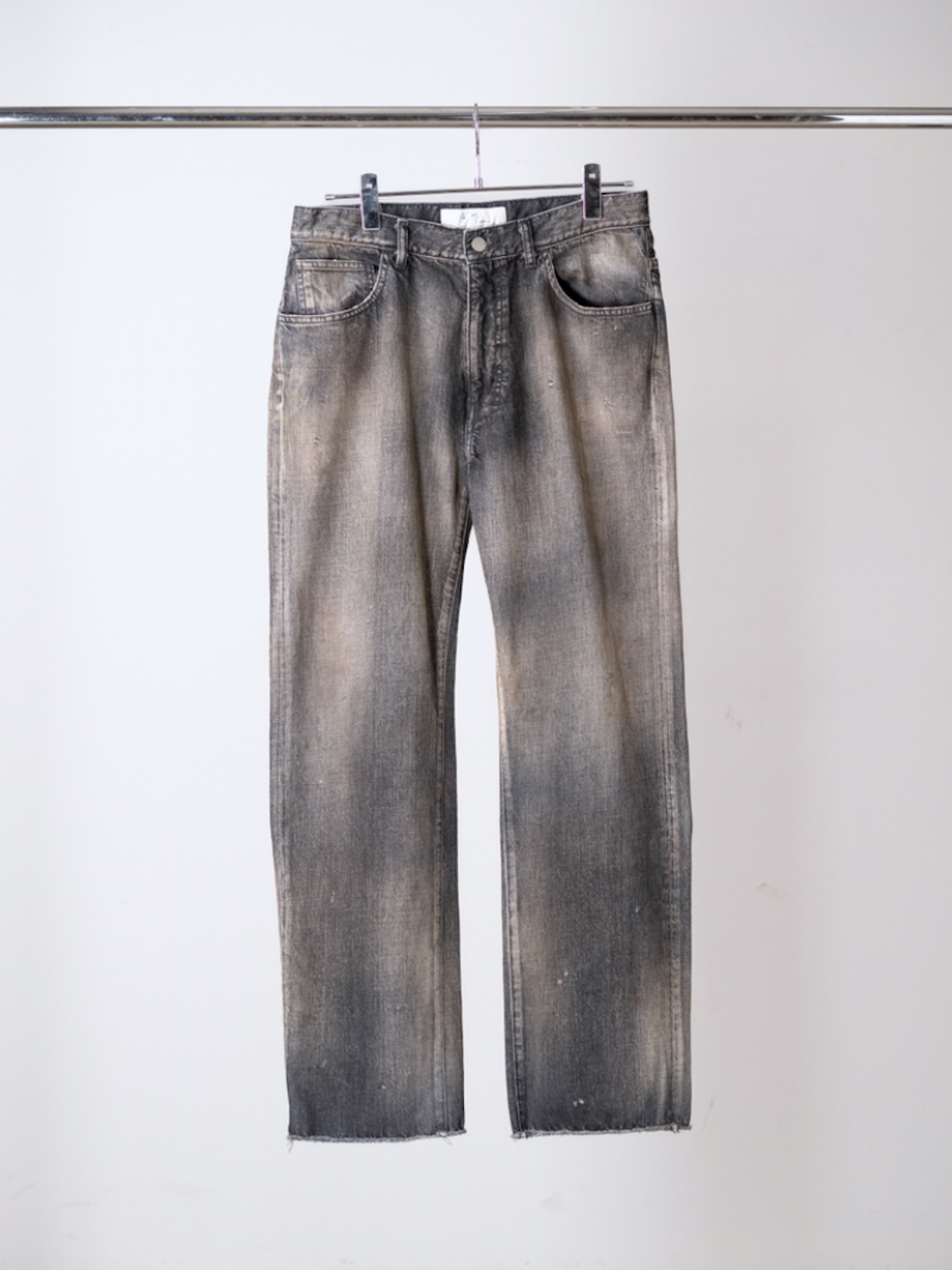 ANCELLM CUT-OFF LENGTH DENIM PANTS BLACK 2026AW