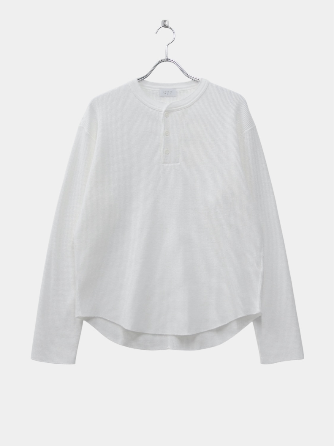 UNUSED LONG SLEEVE HENRY WAFFLE T-SHIRT WHITE 2026SS