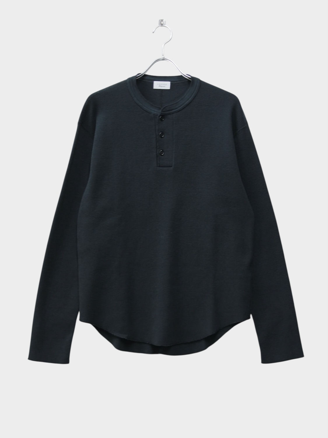 UNUSED LONG SLEEVE HENRY WAFFLE T-SHIRT BLACK 2026SS