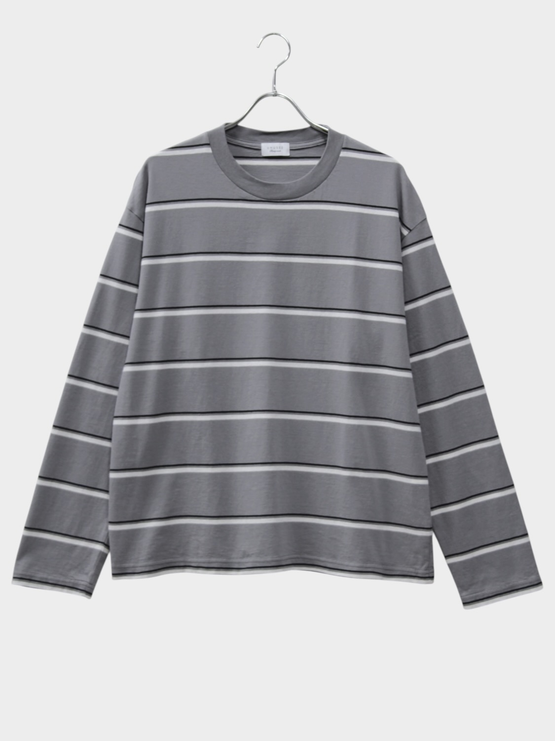 UNUSED LONG-SLEEVE BORDER T-SHIRT GRAY 2026AW