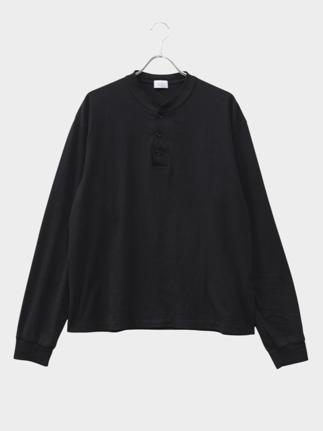 UNUSED LONG-SLEEVE HENRY NECK T-SHIRT BLACK 2026AW