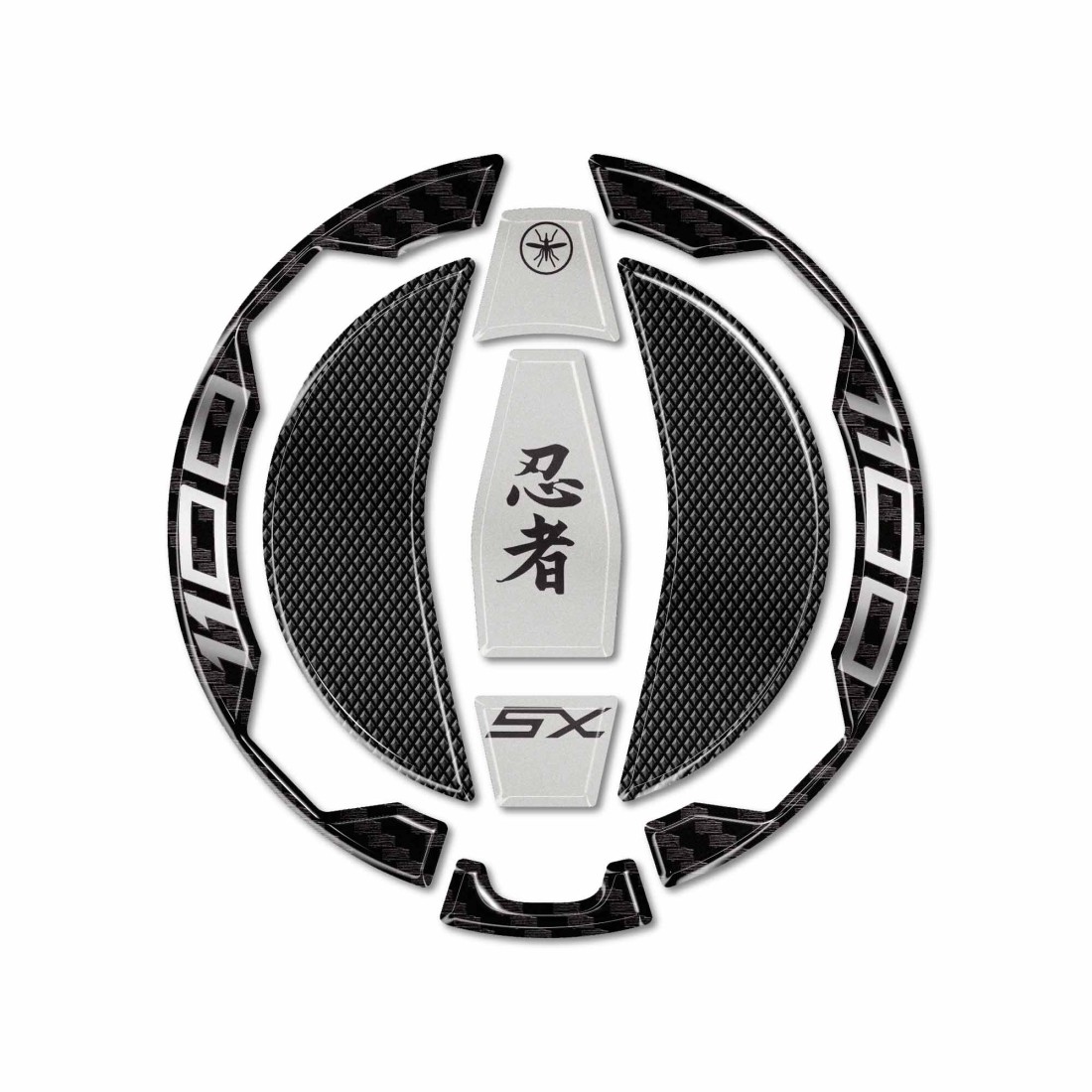 KAWASAKI 3Dフューエルキャップステッカー Silver Ninja1100SE/SX LB-KFC006