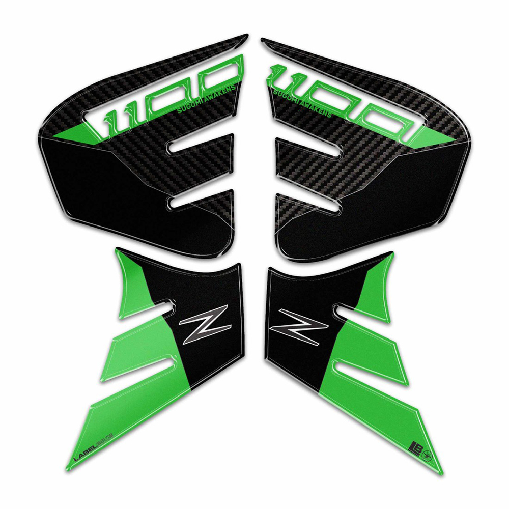 KAWASAKI 3Dタンクサイドステッカー Green Z1100(26- ) LB-KSD002