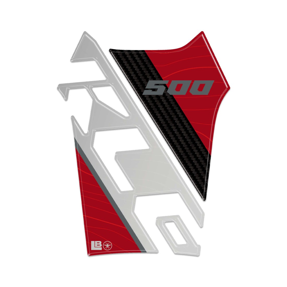 KAWASAKI 3Dタンクステッカー Red KLE500 LB-KTS010
