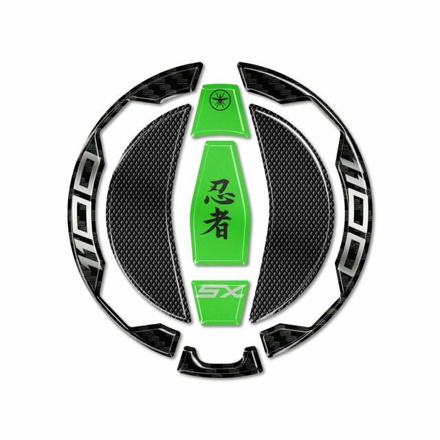 KAWASAKI 3Dフューエルキャップステッカー Green Ninja1100SE/SX LB