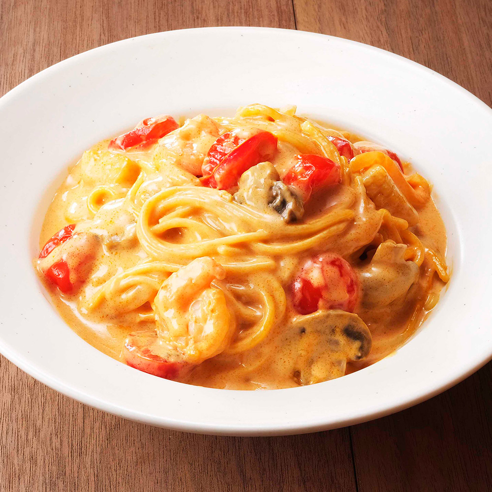 ワンポットで作る　ビスク風トマトクリームパスタ