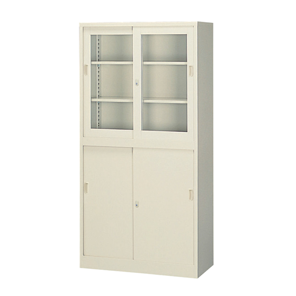 引き違いコンビ書庫/G-36HG/幅880×奥行400×高さ1760mm/ニューグレー/Gシリーズ/1115