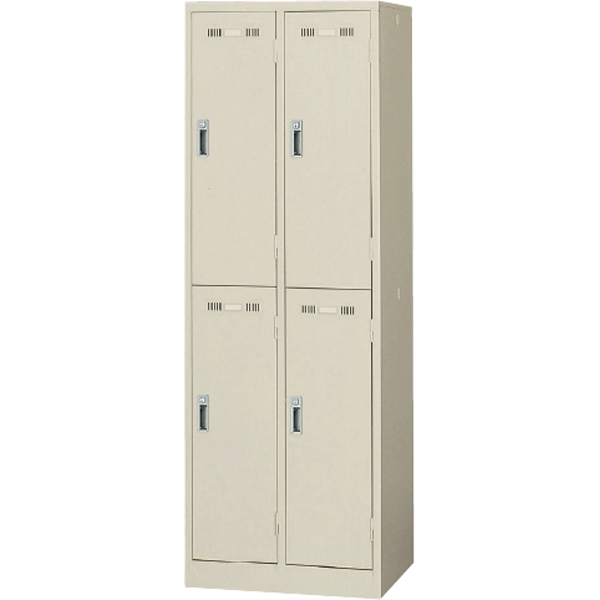 2段4人用ロッカー/鍵付/SLK-4S/幅608×奥行515×高さ1790mm/ニューグレー/SLKシリーズ/1212