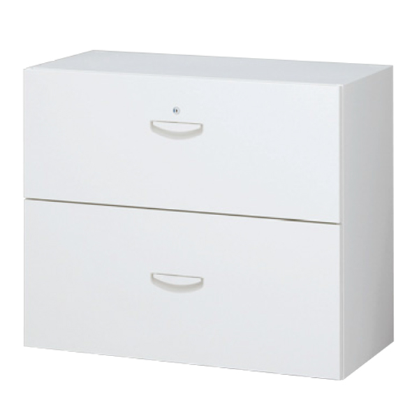 2段ラテラルキャビネット/下置用/内筒交換錠/RW45-207D/幅900×奥行450×高さ750/ホワイト/クウォールRWシリーズ/58915