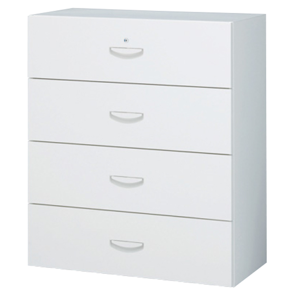 4段ラテラルキャビネット/下置用/内筒交換錠/RW45-410D/幅900×奥行450×高さ1050/ホワイト/クウォールRWシリーズ/58917