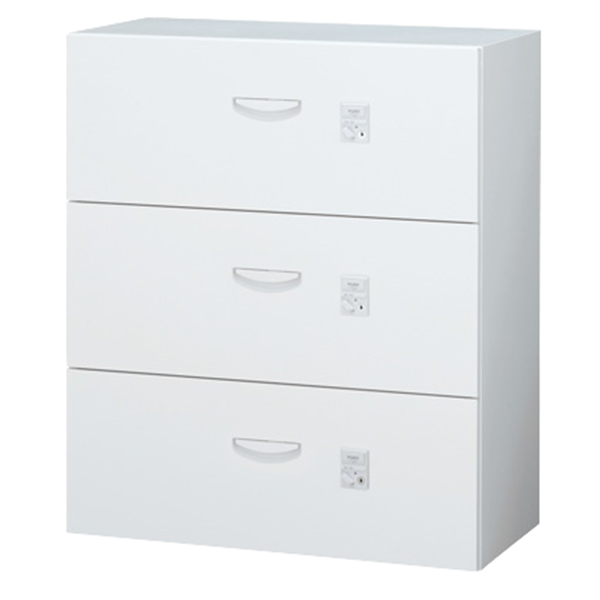 【受注生産】各段施錠3段ラテラルキャビネット/下置用/IC錠/RW45-310KD-CR/幅900×奥行450×高さ1050/ホワイト/クウォールRWシリーズ/72102