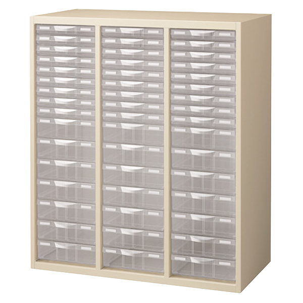 プラスチックキャビネット/下置用/3列浅型9段3列深型7段/RG45-N10C48C/幅900×奥行450×高さ1050mm/ニューグレー/クウォールRGシリーズ/62611