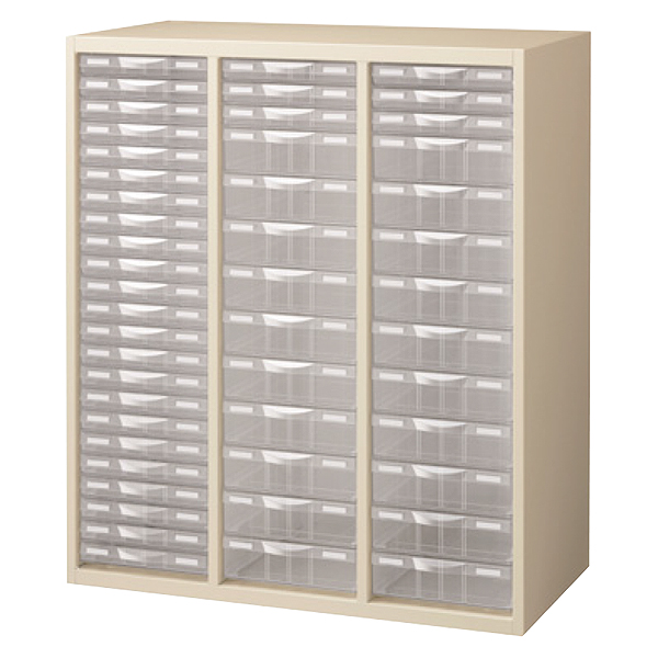 プラスチックキャビネット/下置用/左：1列浅型23段右：2列浅型3段・深型10段/RG45-N10C49/幅900×奥行450×高さ1050mm/ニューグレー/クウォールRGシリーズ/62612