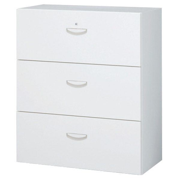 3段ラテラルキャビネット/下置用/内筒交換錠/RW4-310D/幅900×奥行400×高さ1050/ホワイト/クウォールRWシリーズ/60378