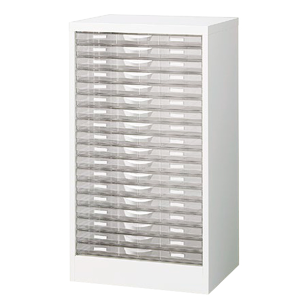 A3判整理ケース/A3判1列浅型18段/A3W-P118S/幅490×奥行400×高さ880mm/ホワイト/A3Wシリーズ/66174