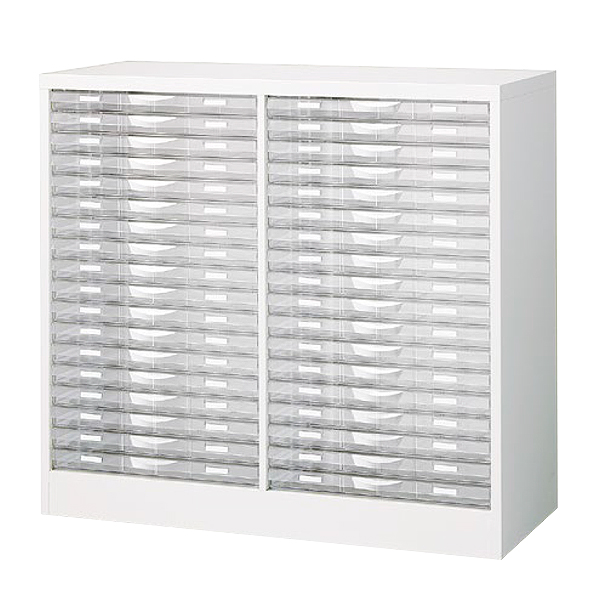 A3判整理ケース/A3判2列浅型18段/A3W-P218S/幅953×奥行400×高さ880mm/ホワイト/A3Wシリーズ/63791