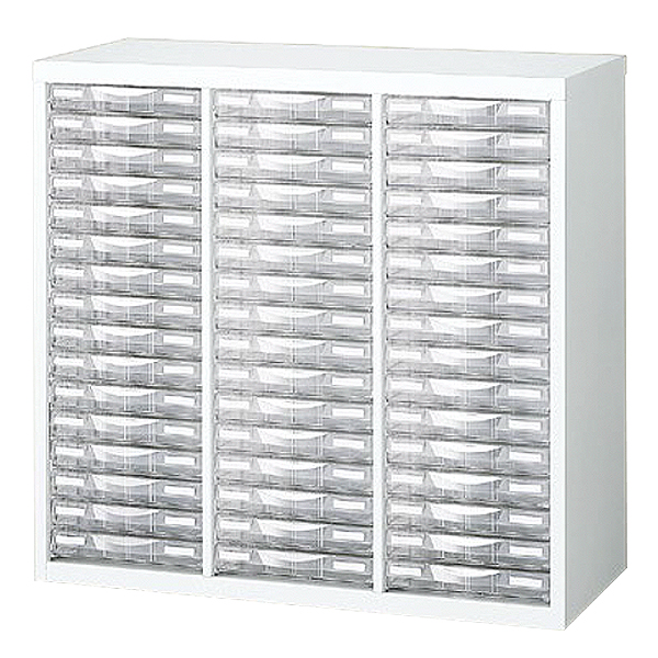 A4判整理ケース/書庫内収納型/A4判3列浅型16段 /A4W-P316S/幅777×奥行340×高さ750mm/ホワイト/79607