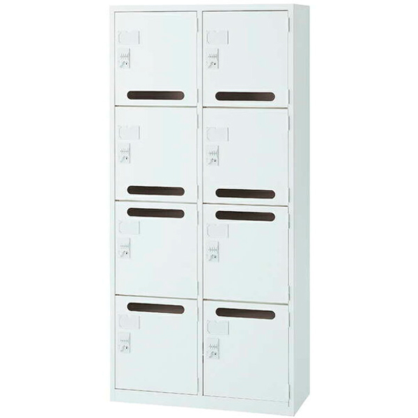 【一部地域送料無料】8人用メールボックス(2列4段)/ダイヤル錠/ALZ-M36/幅880×奥行380×高さ1860mm/ホワイト/ALZシリーズ/74486