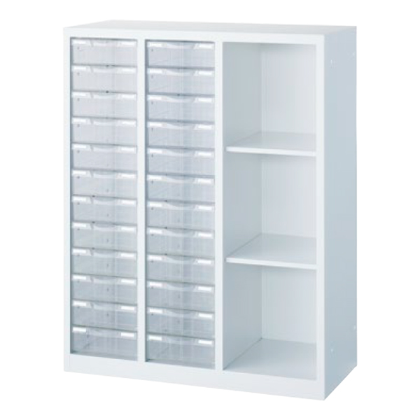 オープン棚・A4プラスチック引出し混合書庫/A4深型2列12段/上置き用/ANW-N34KP24/幅880×奥行400×高さ1120mm/ホワイト/ANWシリーズ/77716
