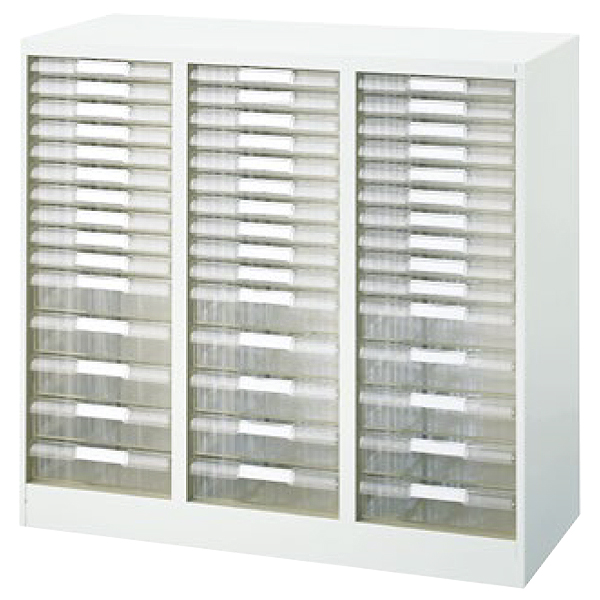 B4判整理ケース/B4判３列浅型10段・深型５段/B4-3455ETW/幅944×奥行400×高さ880mm/ホワイト/B4シリーズ/27372