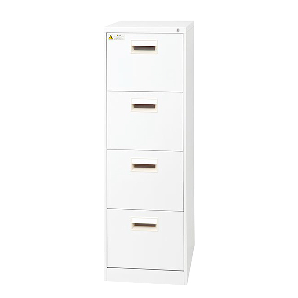 ファイリングキャビネット/B4サイズ/4段タイプ/B4-4CW/幅456×奥行620×高さ1400mm/ホワイト/CWシリーズ/17189
