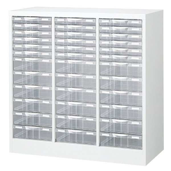 B4判整理ケース/床置型/B4判3列浅型6段・深型6段/B4W-P312C/幅880×奥行400×高さ880mm/ホワイト/79610